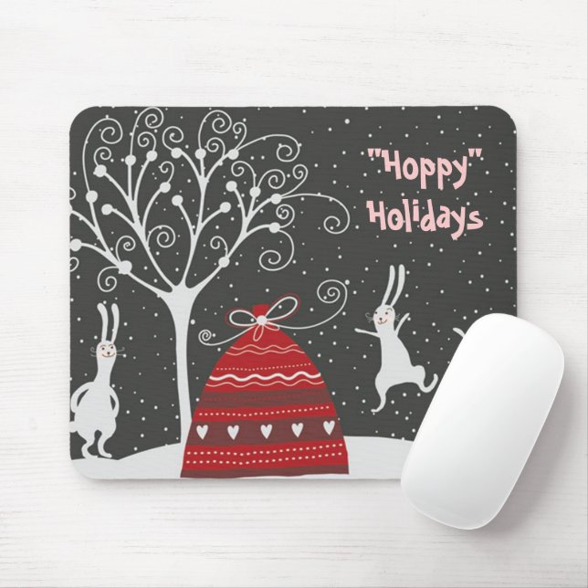 Mousepad de Feriados de Coelhinho de Inverno (Com mouse)