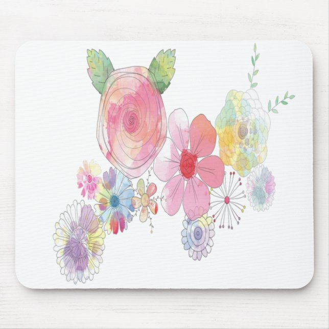 Mousepad de Flores de Aquarela (Frente)