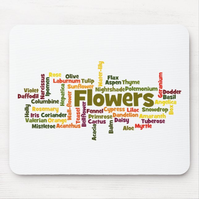 Mousepad de Flores de Nuvem do Word (Frente)