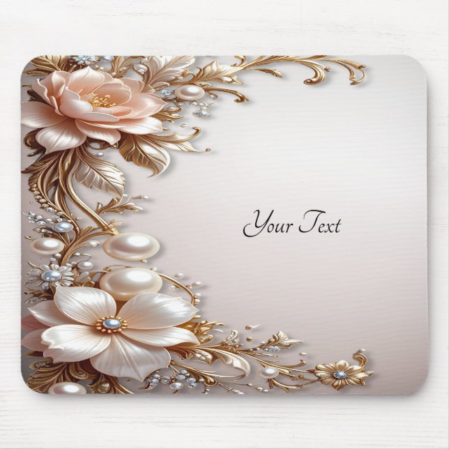 Mousepad de Flores Rosa Suave e Brancas (Frente)