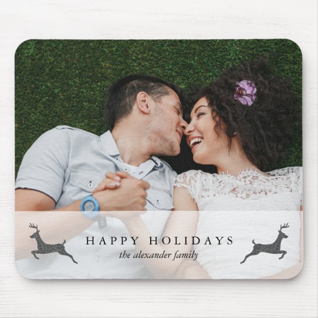Mousepad de Foto de Na moda de Feriados Felizes (Frente)