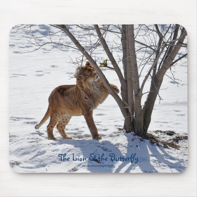 Mousepad de Foto Lion e Borboleta Africanos (Frente)