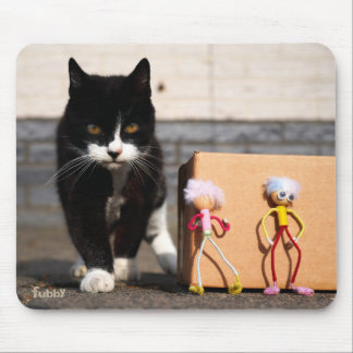 Mousepad De Fubby's verstoppen zich voor de kat Ping.