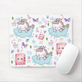 Mousepad de Gato Arco-íris Unicórnio Rosa e Azul