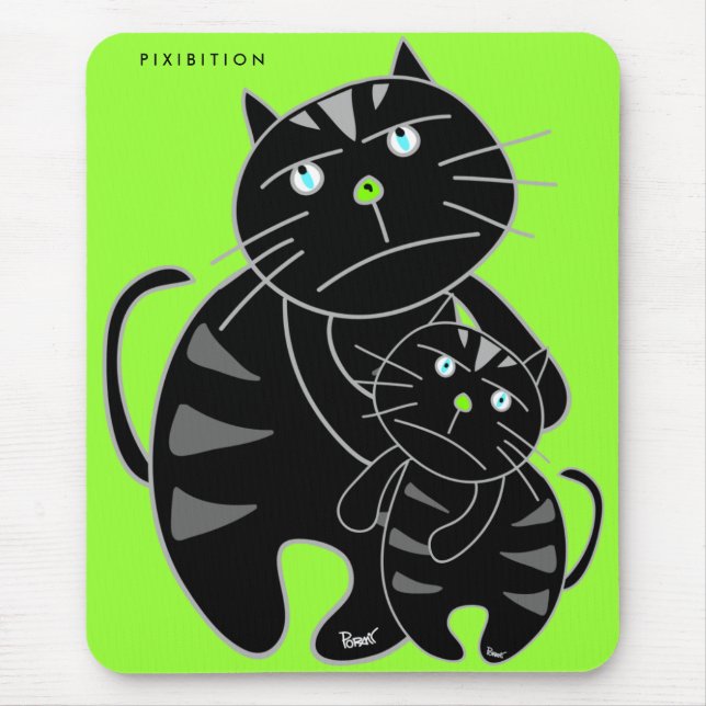 Mousepad de Gato Preto da Família (Frente)