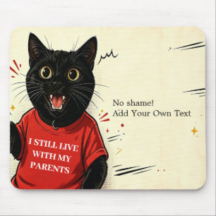 Mousepad de Gato Preto Meme Engraçado Sem Vergonha
