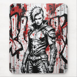 Mousepad de Grafite do Cyberpunk - Vermelho, Preto