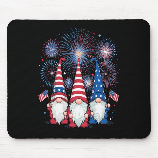 Mousepad De Julho De 2024 Gnomos Patrióticos Gnomos Funny A (Frente)