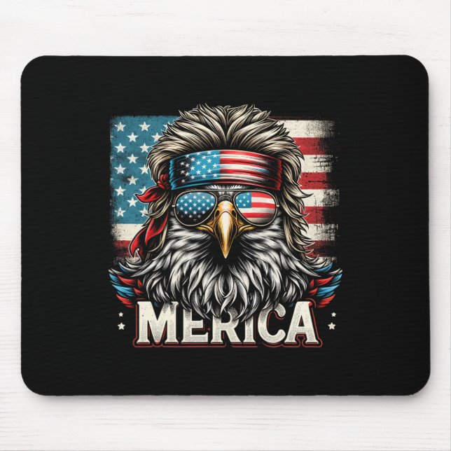 Mousepad De julho Patriótica Engraçada Águia 4 de julho Eua (Frente)