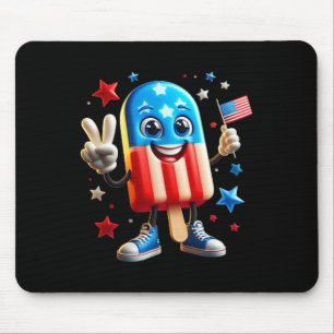 Mousepad De Julho Popsicle Usa Flag Patriótica Front And Ba