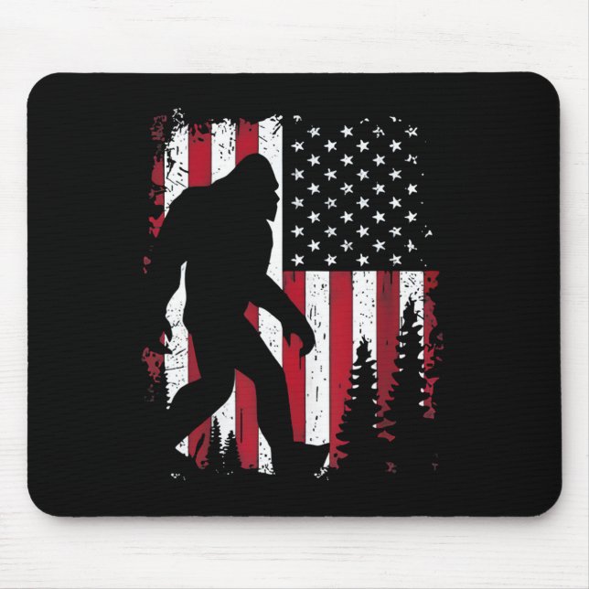 Mousepad De Julho Sasquatch American Flag Patriotic (Frente)