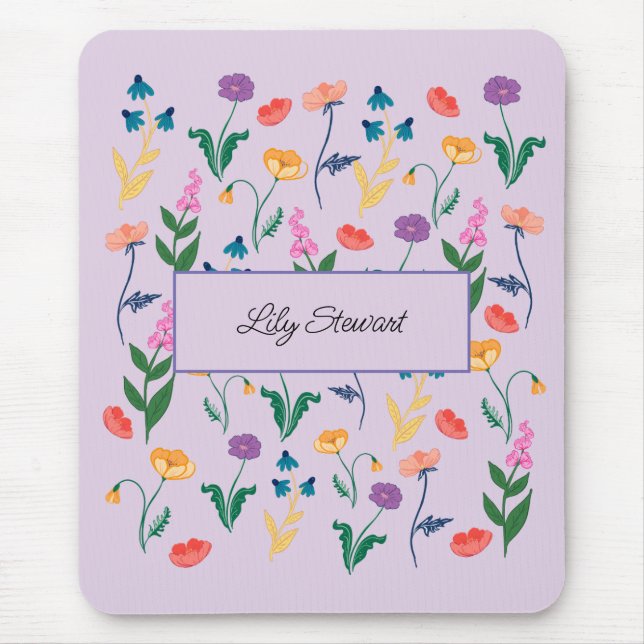 Mousepad de Lavanda com Flores Silvestres Personal (Frente)