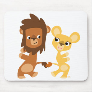 Mousepad de Leão e Leoa de desenho animado dançand