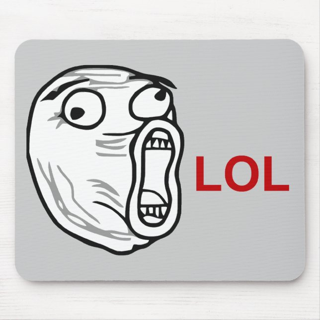 Mousepad De LOL do riso cara alta Meme da raiva para fora (Frente)