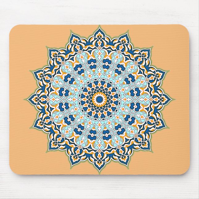 Mousepad de Mandala Laranja e Azul (Frente)