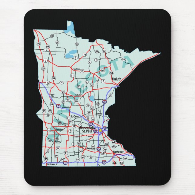 Mousepad de Mapa Interestadual de Minnesota (Frente)