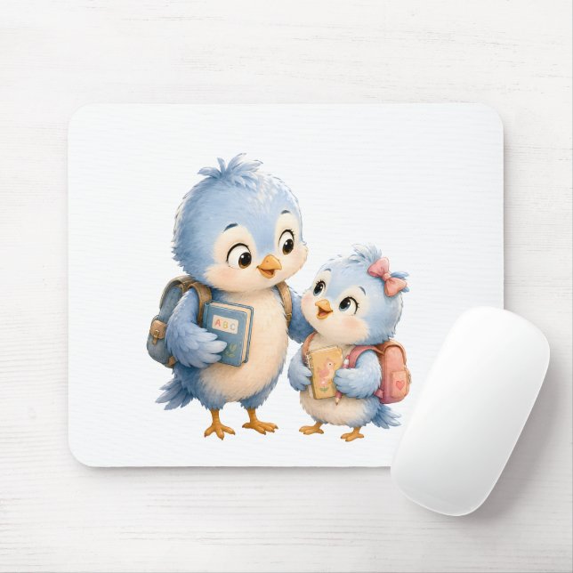 Mousepad de Mesa Pássaro Azul Fofo (Com mouse)