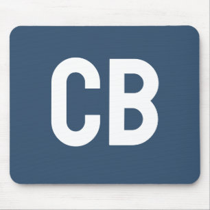 Mousepad de Monograma Azul Graves de Tendência