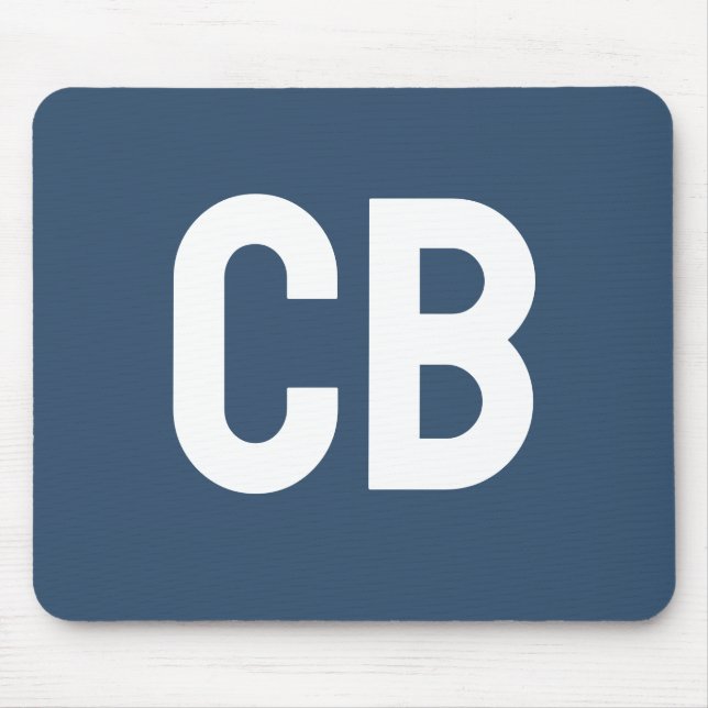 Mousepad de Monograma Azul Graves de Tendência (Frente)