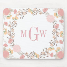 Mousepad de Monograma Botânico Floral Bonito