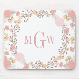 Mousepad de Monograma Botânico Floral Bonito