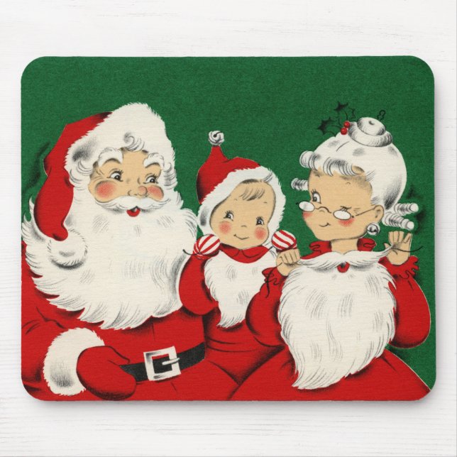 Mousepad de Natal da Família de Papais noeis Vinta (Frente)
