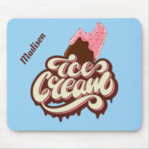 Mousepad de nome e Sorvete de cor personalizado