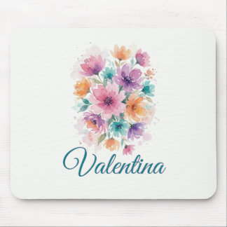 Mousepad de Nome Floral em Aquarela Personalizado