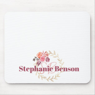 Mousepad de Nome Personalizado Linda Aquarela Fl