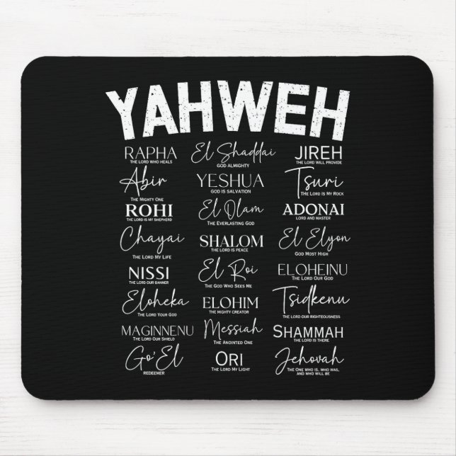 Mousepad De Nomes Hebraicos De Deus Hebraico Jesus (Frente)