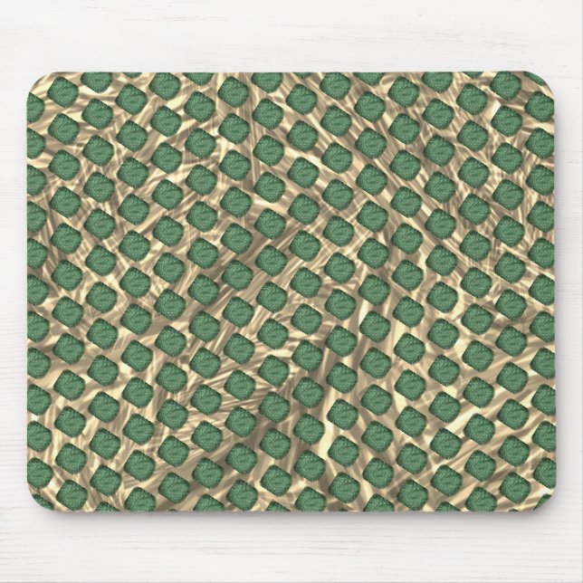 MousePad de PC, quadrículos verdes sobre marrom (Frente)