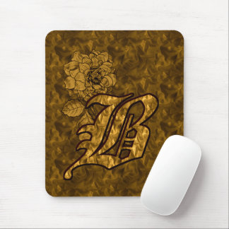 Mousepad de Peônia Dourada com Inicial Monogramada