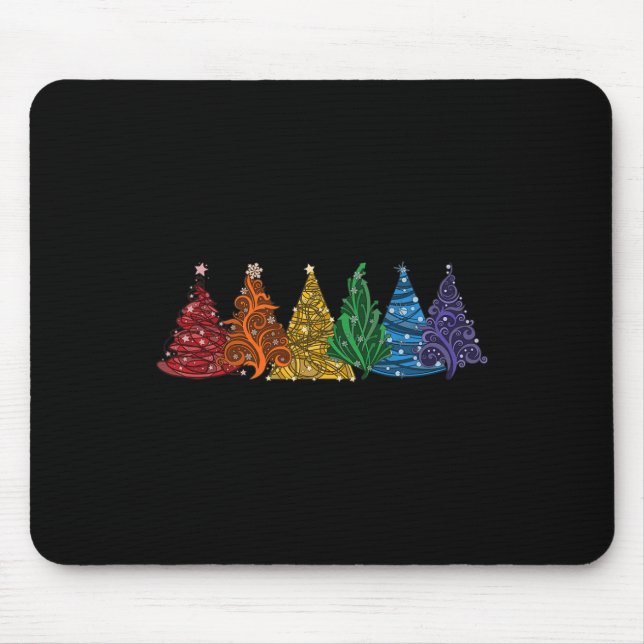 Mousepad De Seis Vetores De Árvores De Natal Do Orgulho Lgb (Frente)