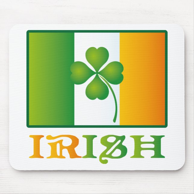 Mousepad De St Patrick irlandês da bandeira do trevo verde (Frente)