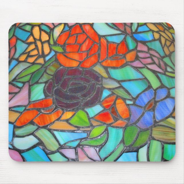 Mousepad de Vidro Pintado Floral (Frente)