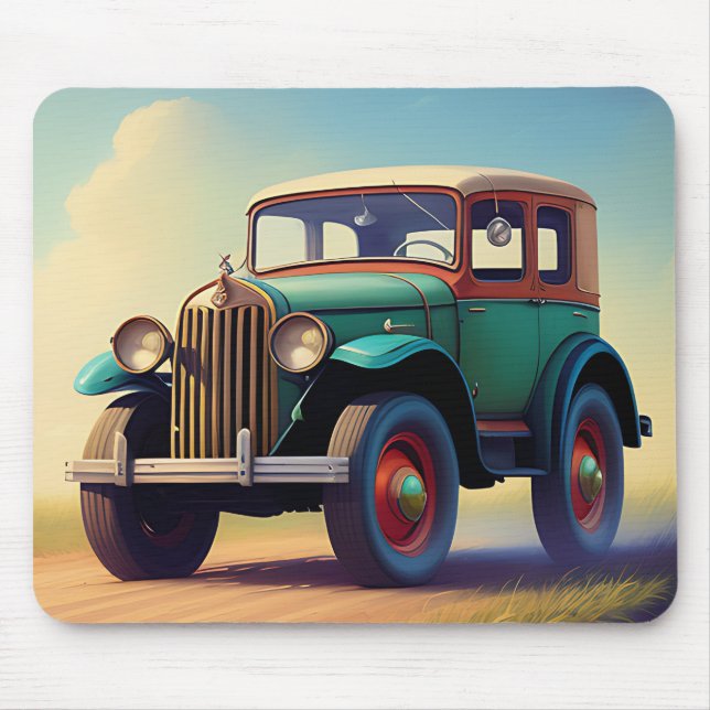 Mousepad De Vintage - Design De Carro Retroativo (Frente)