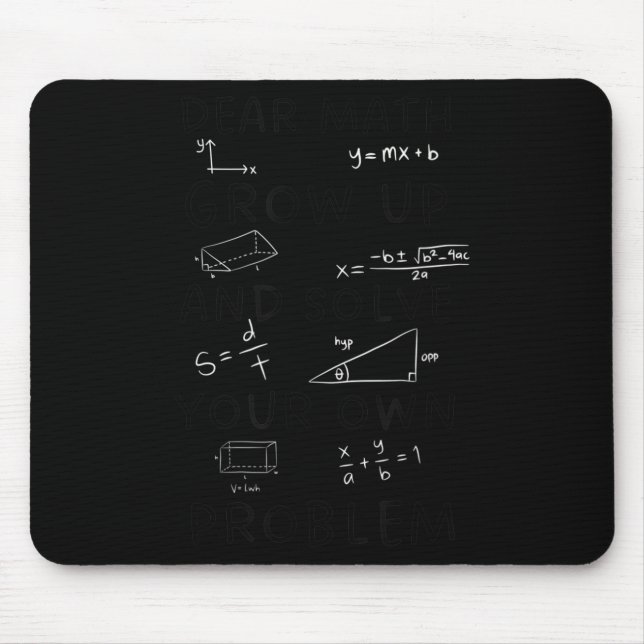Mousepad De Volta À Citação De Matemática Para Meninas Adol (Frente)