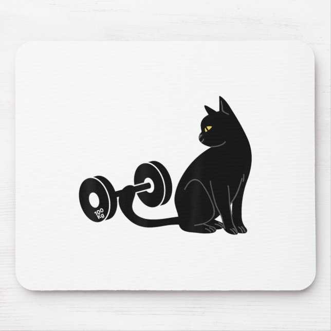 Mousepad Deadlifting Cat Workout Gym Fitness Exercise Weigh (Frente)