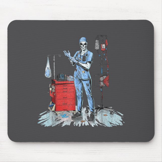 Mousepad Deadside Nurse Blue Scrubs Funny Skeleton Doctor M (Frente)