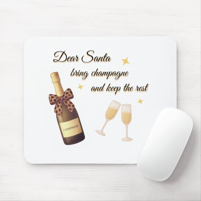 Mousepad Dear Santa Champagne Design (Com mouse)