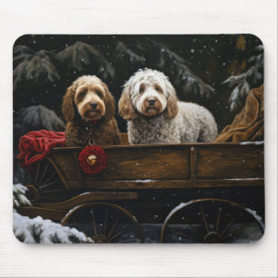 Mousepad Decado de Natal Cockapoo Snowy Sleigh