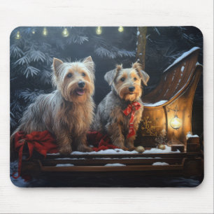 Mousepad Decência de Natal de Terrier Snowy Sleigh