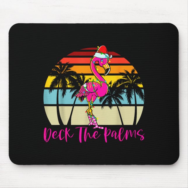 Mousepad Deck The Palms Christmas Flamingo Palm Tree Trocal (Frente)