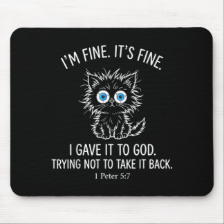Mousepad Declaração Cristã do Gato Deu Tudo Bem a Deus