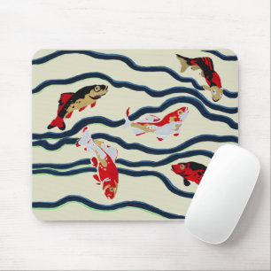 Mousepad Deco Colorido Carpa Natação Decoração Marinha