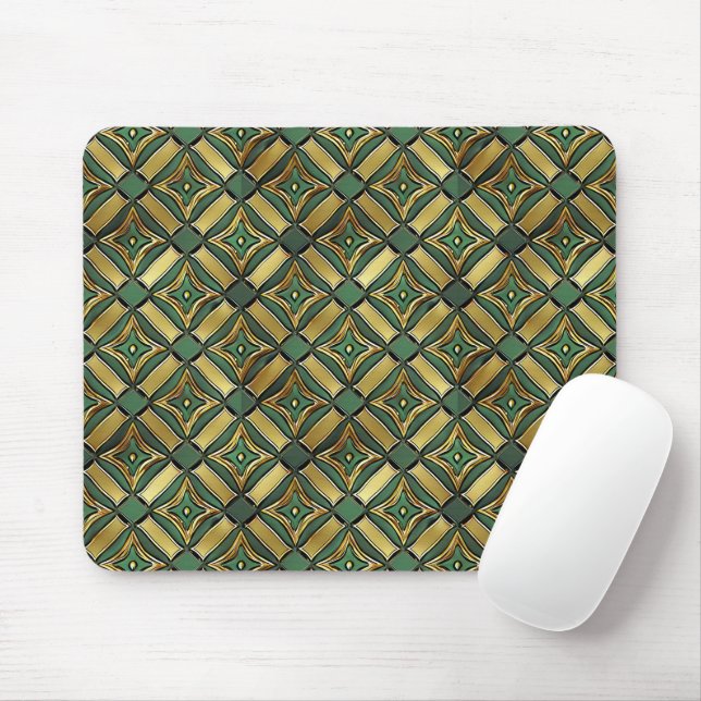 Mousepad Deco de Arte Dourada e Esmeralda (Com mouse)