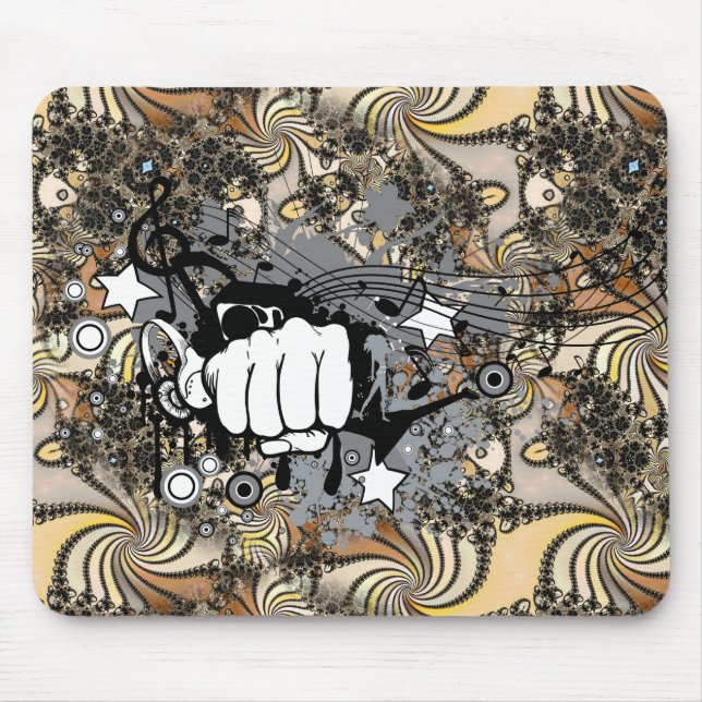 Mousepad Decoração com imagem fractal e punho (Frente)