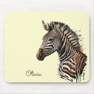 Mousepad Decoração de cabeça de zebra aquosa
