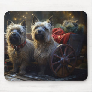 Mousepad Decoração de Natal Cairn Terrier Snowy Sleigh