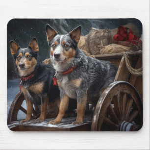 Mousepad Decoração de Natal com Trenó na Neve e Gado Austra